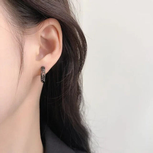 Punk Style Hollow Out Dragon Carved Unique Design Men Women Huggie Hoop Earrings